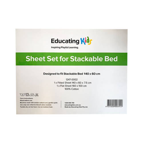 Child Sheet Set -For Stackable Bed 140x60x7.5cm - Modern Teaching Aids NZ