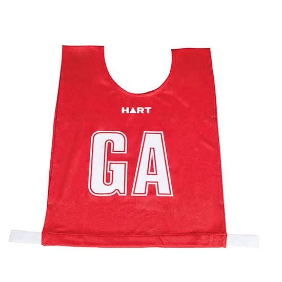 HART Mock Mesh Netball Bibs Jnr - Red Bib/White Letters - Modern Teaching Aids NZ