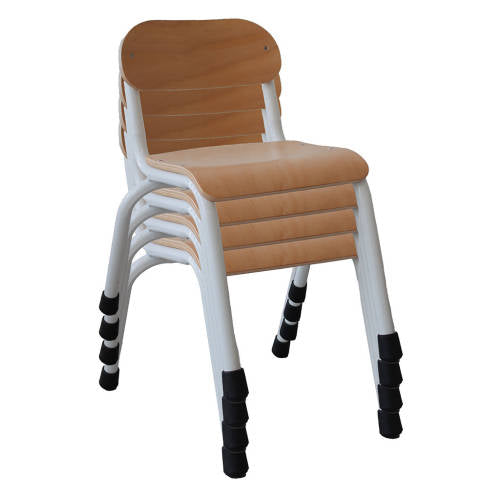 Metal & Timber Chair 32cm White Leg Set of 4 - Modern Teaching Aids NZ