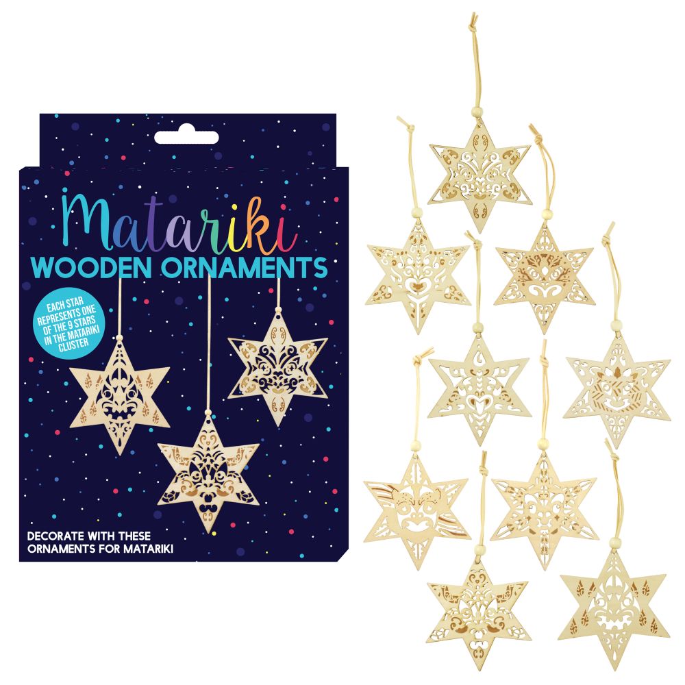 Matariki Hanging Star Ornament 9pc 10cm - Modern Teaching Aids NZ