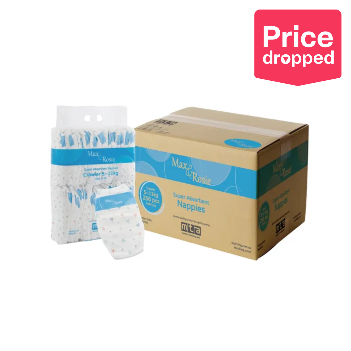 Max & Rosie Nappies - Crawler, 5-11 kg, Pack of 256