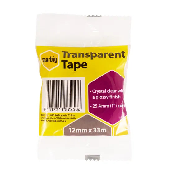 Marbig Clear Office Sticky Tape 12mm x 33m - Modern Teaching Aids NZ