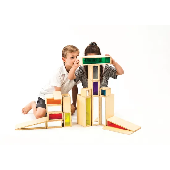 Mirror & See Through Coloured Large Blocks - 18pc - Modern Teaching Aids NZ