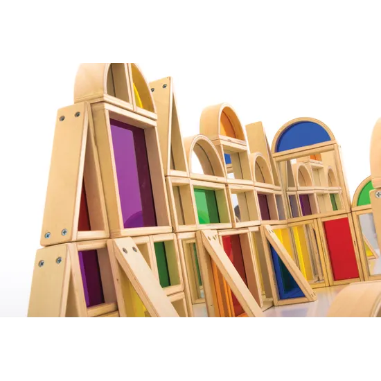 Natural Spaces - Colourful & Mirror Wooden Blocks - 48 Pieces - Modern Teaching Aids NZ