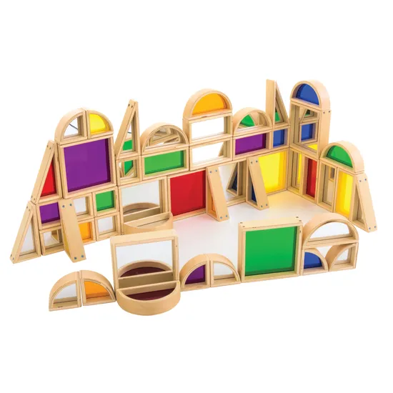 Natural Spaces - Colourful & Mirror Wooden Blocks - 48 Pieces - Modern Teaching Aids NZ