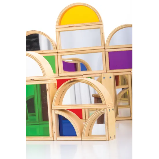 Natural Spaces - Colourful & Mirror Wooden Blocks - 48 Pieces - Modern Teaching Aids NZ