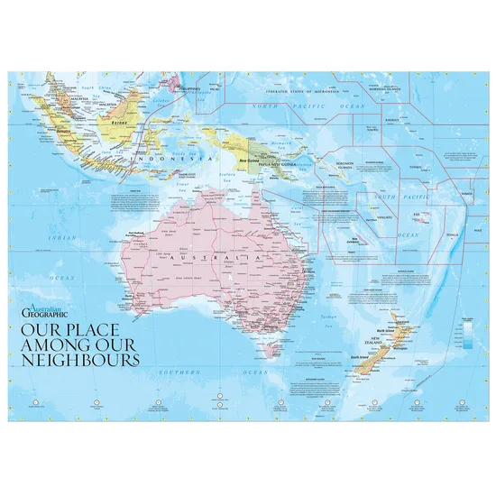 Map of Australia and Pacific Neighbours - 68 x 50 cm - Modern Teaching Aids NZ