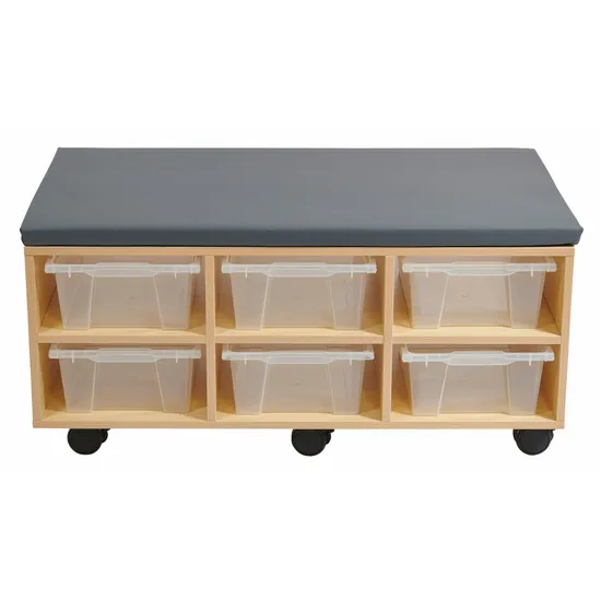 Aalto Storage Ottoman and Tote Trays - Grey Vinyl