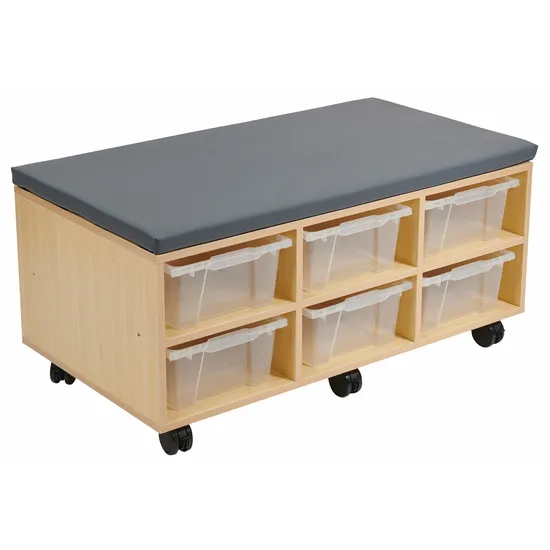 Aalto Storage Ottoman and Tote Trays - Grey Vinyl