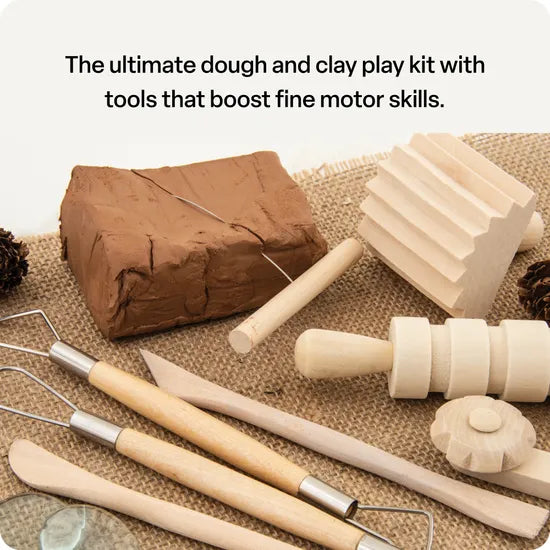 Wooden Dough Tools - Set of 12 - Modern Teaching Aids NZ