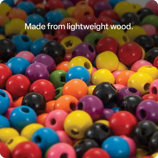 Creatistics Wooden Coloured Beads 1.2 cm- Pack of 300 - Modern Teaching Aids NZ