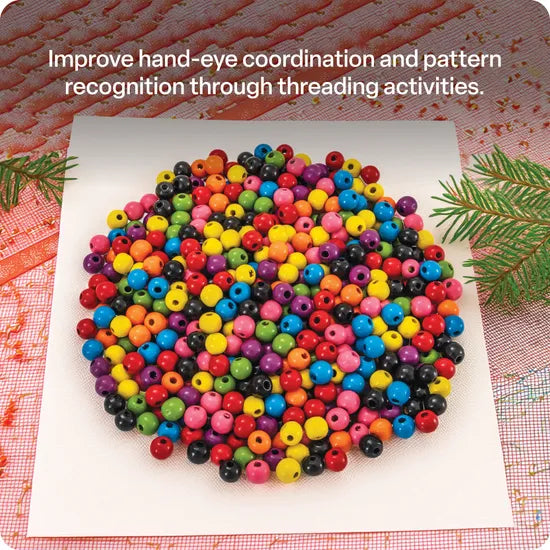 Creatistics Wooden Coloured Beads 1.2 cm- Pack of 300 - Modern Teaching Aids NZ