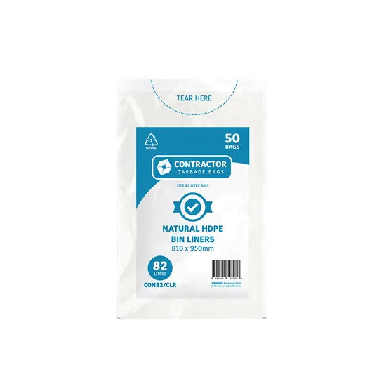 Contractor Clear HD Bin Liner - 82 L, Pack of 50 - Modern Teaching Aids NZ