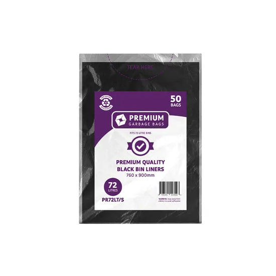 Premium Black HD Bin Liner 72L - Pack of 50 - Modern Teaching Aids NZ