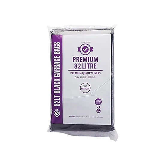 Premium Bin Liners HD Black - 82 L, Pack of 50 - Modern Teaching Aids NZ