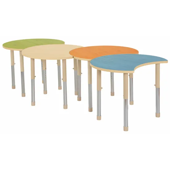 Aurum Spaces - Cut Away Table - Set of 4 - Mixed - 57-79.5 cm - Modern Teaching Aids NZ