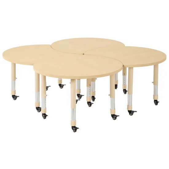 Aurum Spaces - Cut Away Table - Set of 4 - Natural - 39-61.5 cm - Modern Teaching Aids NZ