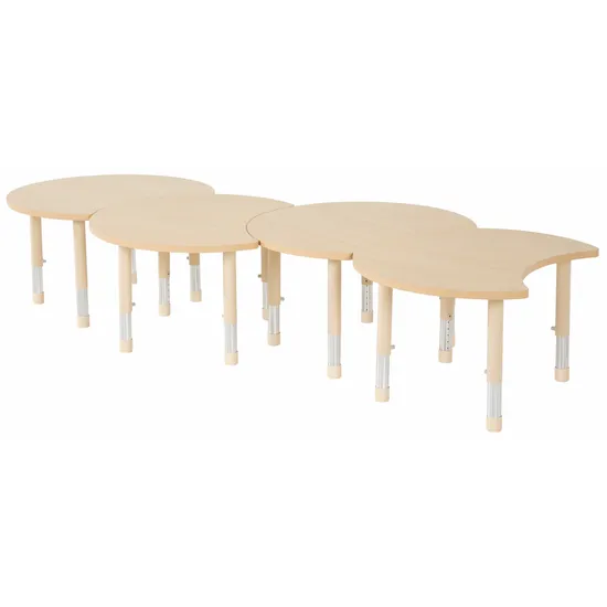 Aurum Spaces - Cut Away Table - Set of 4 - Natural - 39-61.5 cm - Modern Teaching Aids NZ