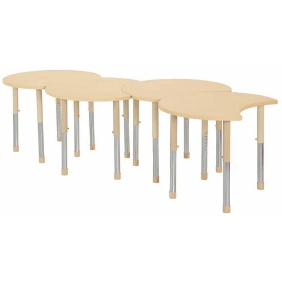Aurum Spaces - Cut Away Table - Set of 4 - Natural - 57-79.5 cm - Modern Teaching Aids NZ