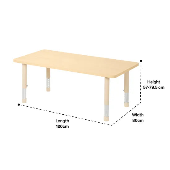 Aurum Spaces - Rectangle Table - 120 x 60 cm - Natural - 39-61.5 cm - Modern Teaching Aids NZ