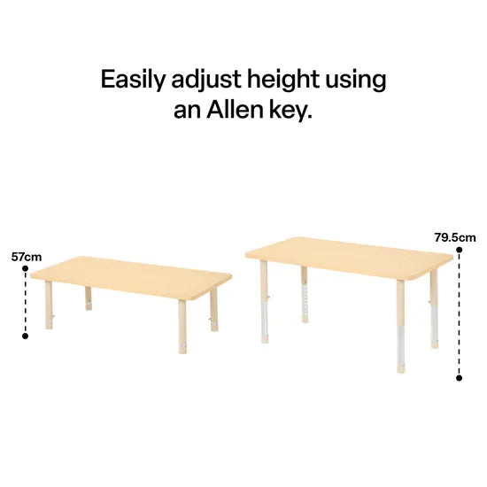Aurum Spaces - Rectangle Table - 120 x 60 cm - Natural - 39-61.5 cm - Modern Teaching Aids NZ