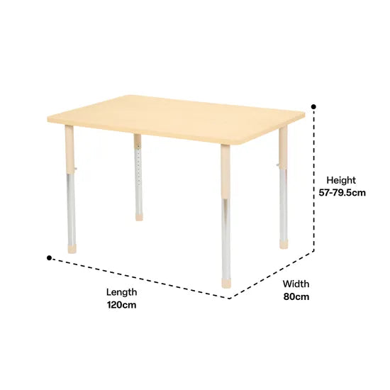 Aurum Spaces - Rectangle Table - 120 x 80 cm - Natural - 57-79.5 cm - Modern Teaching Aids NZ
