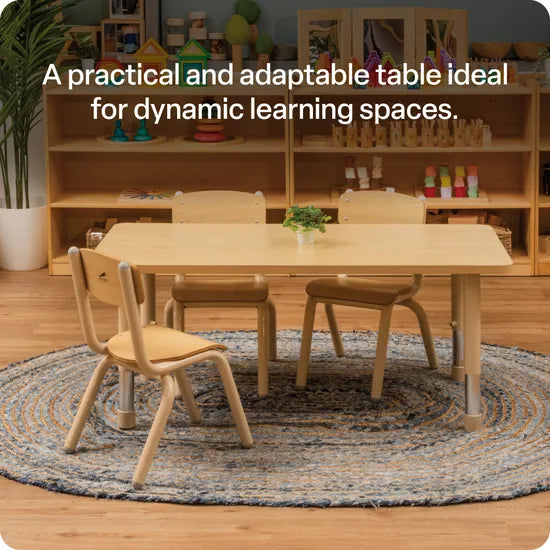 Aurum Spaces - Rectangle Table - 120 x 80 cm - Natural - 57-79.5 cm - Modern Teaching Aids NZ