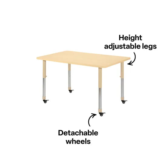 Aurum Spaces - Rectangle Table - 120 x 80 cm - Natural - 57-79.5 cm - Modern Teaching Aids NZ