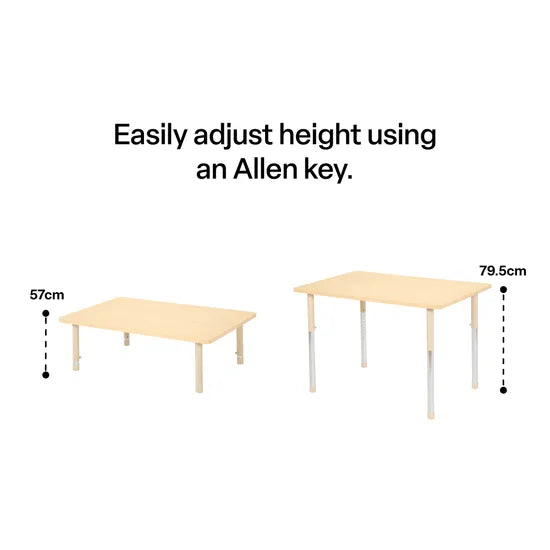 Aurum Spaces - Rectangle Table - 120 x 80 cm - Natural - 57-79.5 cm - Modern Teaching Aids NZ