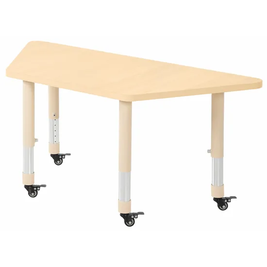 Aurum Spaces - Trapezoidal Table - 120 x 50 cm - Natural - 39-61.5 cm - Modern Teaching Aids NZ