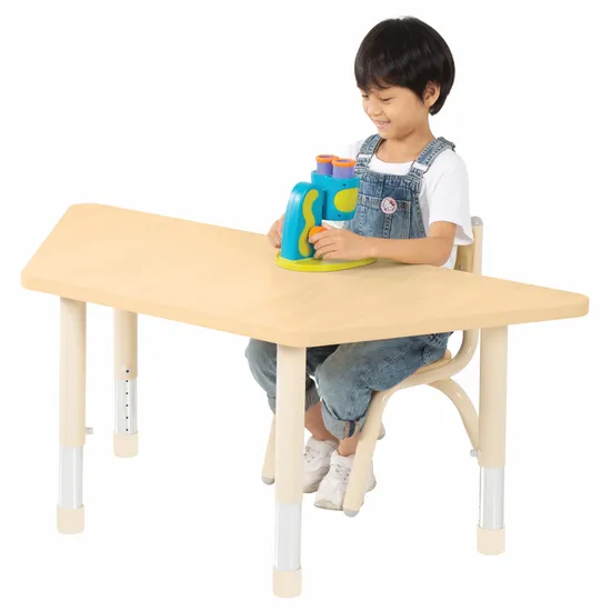 Aurum Spaces - Trapezoidal Table - 120 x 50 cm - Natural - 39-61.5 cm - Modern Teaching Aids NZ