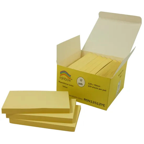Sticky Notes Yellow 100's 125 x 76mm - Pack of 12