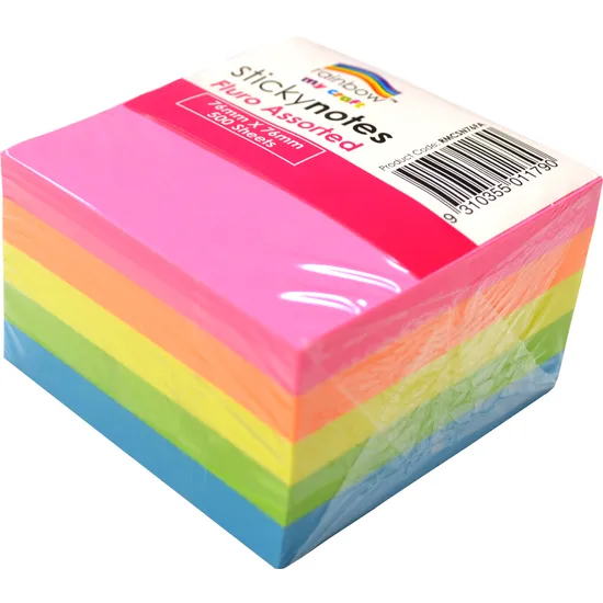 Sticky Notes Fluoro 100's 76 x 76 mm - Pack of 5