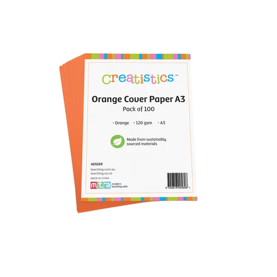 Orange Cover Paper A3 120gsm - Pack of 100 - Modern Teaching Aids NZ