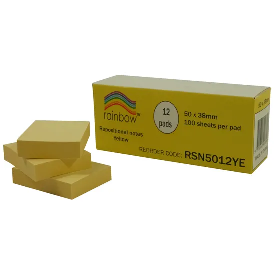 Sticky Notes Yellow 100's 50 x 38 mm - Pack of 12