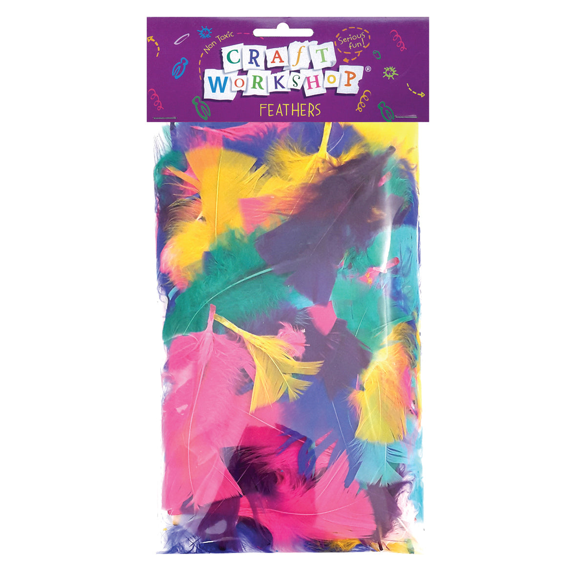 Craft Feathers Pink Purple Yel - Modern Teaching Aids NZ