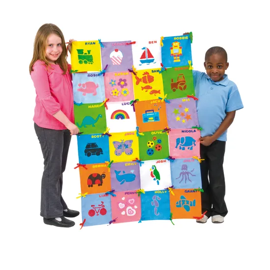 Fabric Wall Hanging - 32 Squares & Ribbon - Modern Teaching Aids NZ