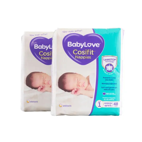 BabyLove Nappies - Newborn, 0-5 kg, Pack of 96