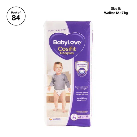 BabyLove Nappies - Walker, 12-17 kg, Pack of 84
