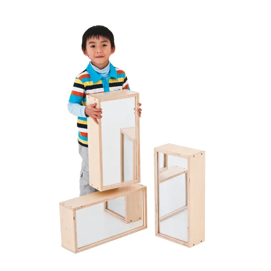 Natural Spaces - Large Mirrored Wooden Blocks - 3 Pieces - Modern Teaching Aids NZ