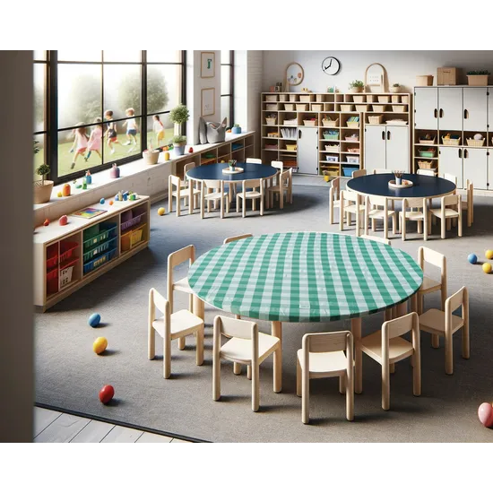 Tablecloth Gingham Green - 120 cm, Round