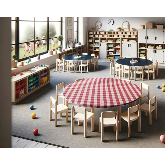 Tablecloth Gingham Red - 120 cm, Round