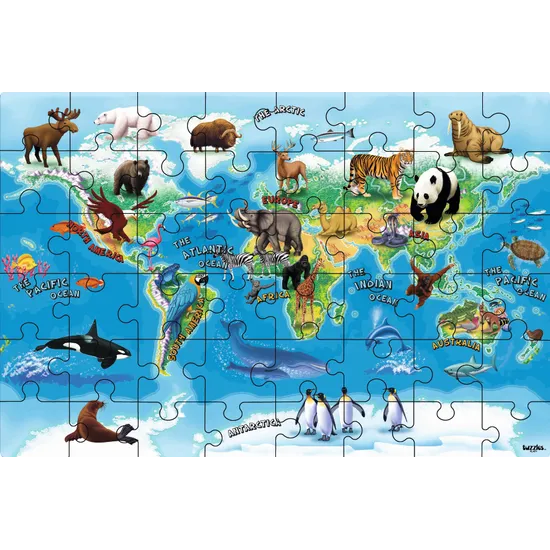 Animals of the World Map Puzzle 48 Piece - Modern Teaching Aids NZ