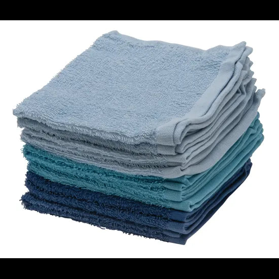 Max & Rosie Face Washers - Sky/Teal/Denim 10 Pieces - Modern Teaching Aids NZ