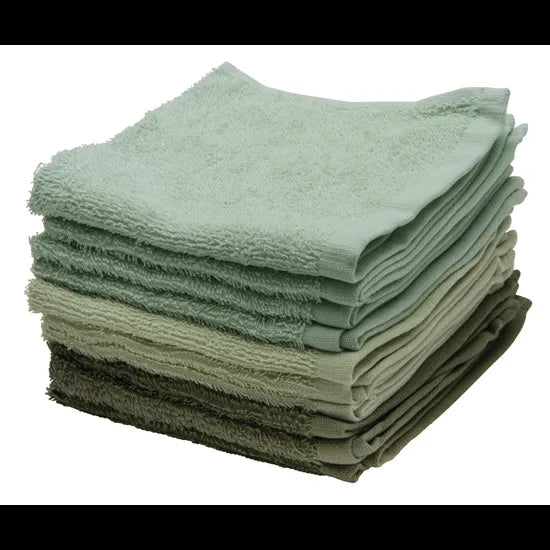 Max & Rosie Face Washers - Mint/Olive/Avocado 10 Pieces - Modern Teaching Aids NZ