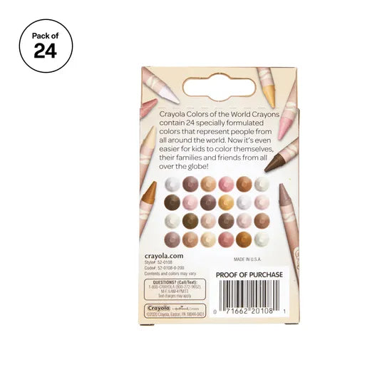 Colours of the World Crayons - Pack of 24 - Modern Teaching Aids NZ