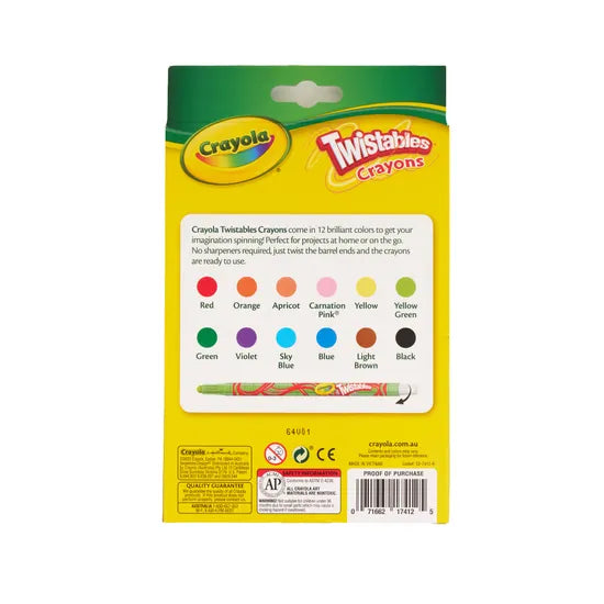 Crayola Twistables Crayons - Pack of 12 - Modern Teaching Aids NZ
