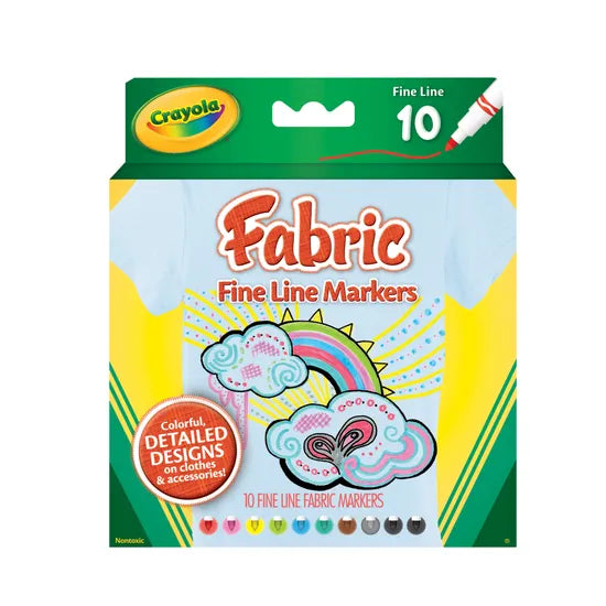 Crayola Bright Fabric Markers - Pack of 10 - Modern Teaching Aids NZ