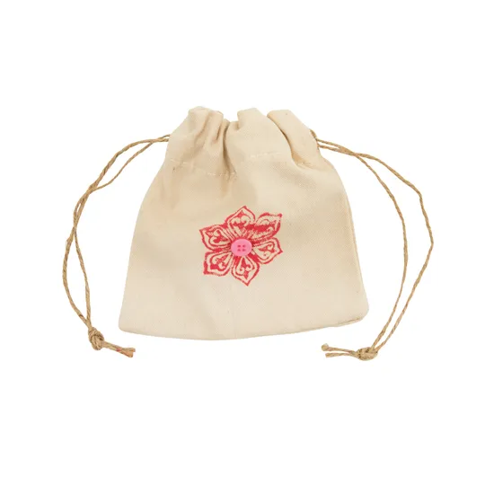 Calico Mini Drawstring Bag - Pack of 10 - Modern Teaching Aids NZ