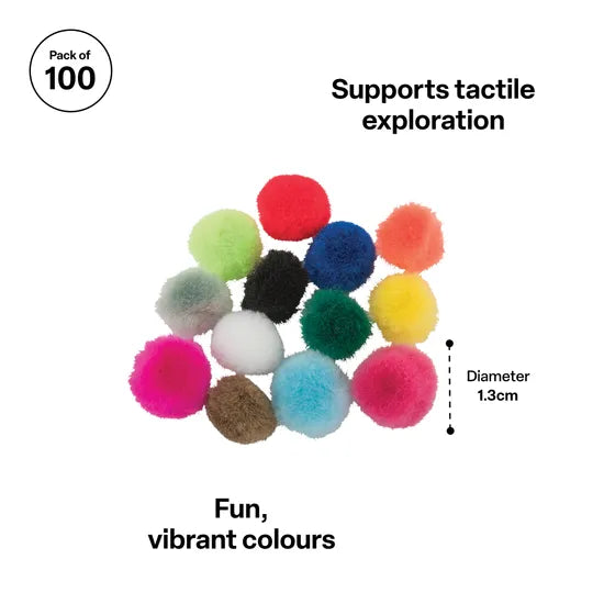 Pom Poms 1.3cm - Pack of 100 - Modern Teaching Aids NZ